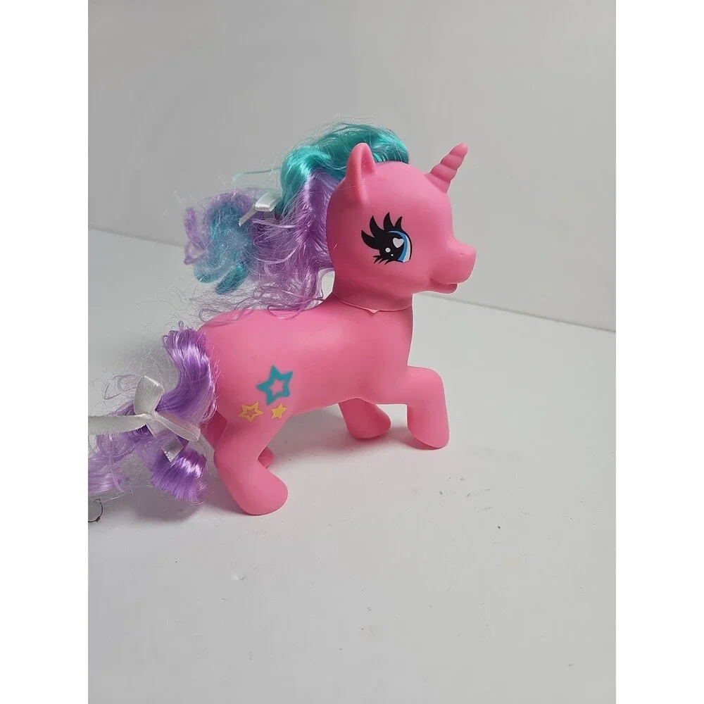Gi-Go Wonder Pony Land Pink Unicorn with Purple Aqua Hair Shooting Stars